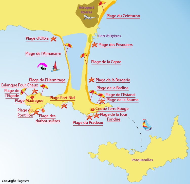 Carte plage presqu ile giens var